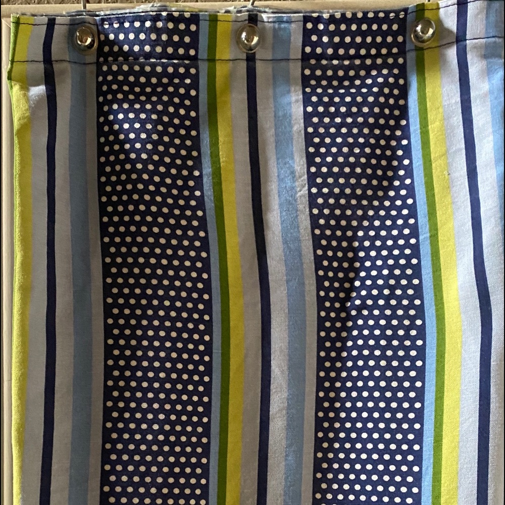 Full sized shower curtain, hooks and bath mat